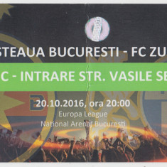 M5 - BILET ACCES PARCARE - FCSB STEAUA - FC ZURICH - 20 10 2016