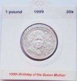 80 Guernsey 1 Pound 2000 Queen Mother&#039;s 100th Birthday km 99 proof argint