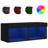 Cumpara ieftin Comoda TV cu lumini LED, negru, 80x30x30 cm