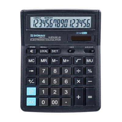Calculator De Birou, 16 Digits, 193 X 143 X 38 Mm, Donau Tech Dt4161 - Negru foto