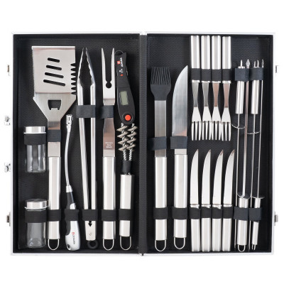 Set 24 piese pentru gratar Zokura, inox, geanta depozitare foto