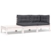 VidaXL Set mobilier de grădină cu perne, 3 piese, alb, lemn masiv pin 806671