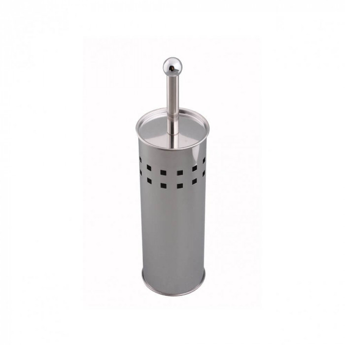 Set Toaleta cu Perie si Suport CASA PLASTOR, Inox, Culoare Alb/ Argintiu, Seturi de Toaleta Inox, Perii pentru Toaleta, Set Perii WC, Set pentru Curat