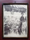 Magda Ghinea Paun - Expozitie. Schita in carbune / creion pe hartie (dimensiune 25 x 32 cm cu rama)