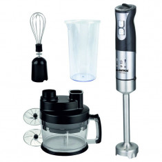 Multiblender Albatros, 1000 W, 2 viteze, maner ergonomic, accesorii incluse, lame inox, Negru/Argintiu foto