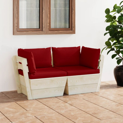 Canapea gradina din paleti, 2 locuri, cu perne, lemn de molid GartenMobel Dekor foto