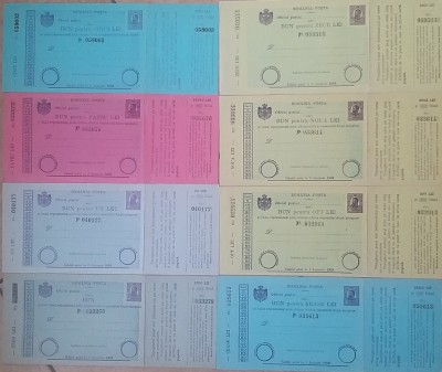 Lot rarisim ROMANIA 8x intreg postal - cecuri postale neutilizate valabile p&amp;acirc;nă &amp;icirc;n 1909 cu marca fixa Regele Carol I de 15 bani foto