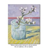 Tablou pictat manual, Creanga de migdal inflorita, in pahar - 50x40cm ulei pe panza - repro Vincent van Gogh (2)