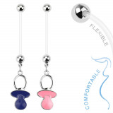 Piercing din bioflex pentru femei &icirc;nsărcinate, o suzetă colorată - Culoare Piercing: Roz