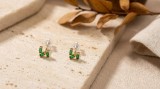Cumpara ieftin Cercei pe Ureche din Argint 925 Aurit cu Zirconiu Verde , Delicatete Geometrica si Stil Modern