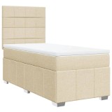Cumpara ieftin Pat box spring cu saltea, crem, 80x200 cm, textil