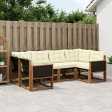 vidaXL Set de canapele de exterior cu pernă 6 pcs Natural și Crem 3382166