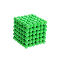 Joc Puzzle Antistres NeoCube cu 216 Bile Magnetice fosforescente, culoare verde, Diametru 5mm foto