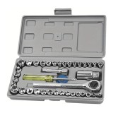 Trusa Chei Tubulare 40 Piese Metric &amp; SAE, Otel, Cutie Gri, Auto, Reparatii