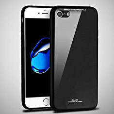 Husa protectie pentru iPhone 8+ Negru Fullbody fata-spate spate de sticla securizata premium