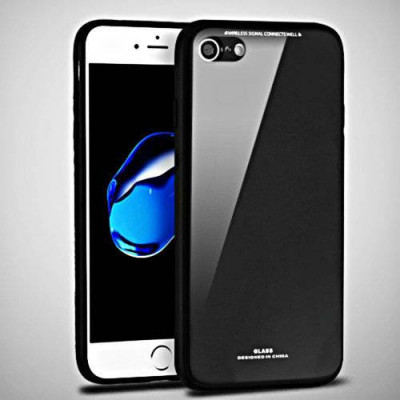 Husa protectie pentru iPhone 8+ Negru Fullbody fata-spate spate de sticla securizata premium foto