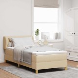 VidaXL Pat cu arcuri și saltea crem 90x200 cm Crem 80 x 200 cm