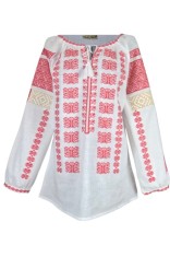 Bluza dama tip ie, alb/rosu capsuna , marimea 2XL