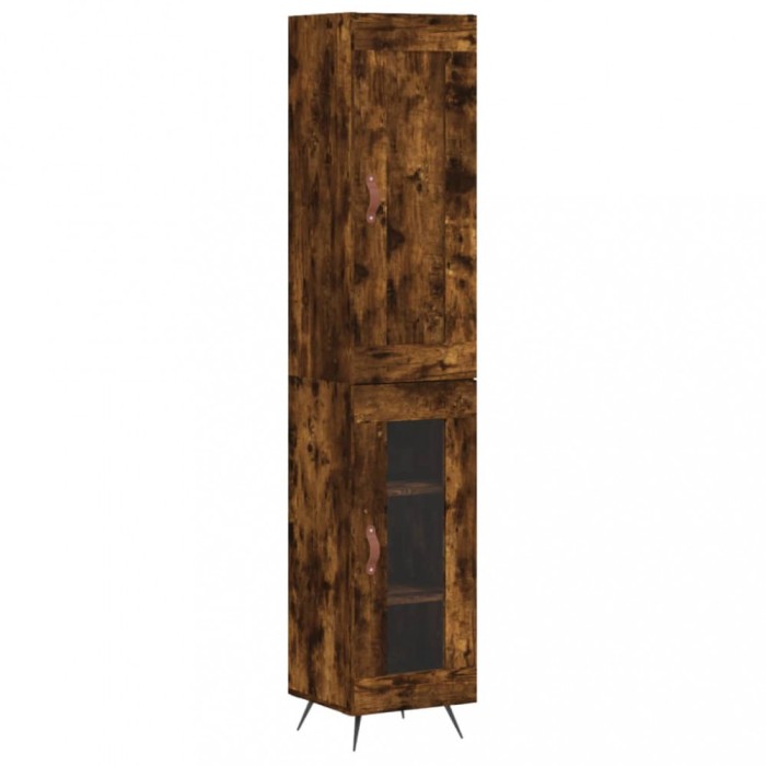 Dulap inalt, stejar fumuriu, 34,5x34x180 cm, lemn prelucrat