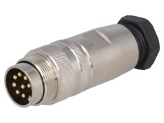 Conector BULGIN M16 8 pini 5A 60V mufă tată lipire cablu drept PXMBNI16FIM08ASC