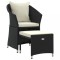 Set sezlonguri de gradina, 2 piese, cu perne, negru, poliratan
