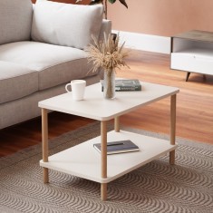 Masa de cafea Jelling dreptunghiulara alb efect lemn [en.casa] HausGarden Leisure