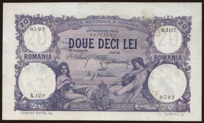 Bancnota Romania 20 lei 1915 - 15 Ianuarie - bancnota rara