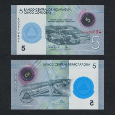 NICARAGUA █ bancnota █ 5 Cordobas █ 2019 █ P-219 █ POLYMER █ UNC necirculata
