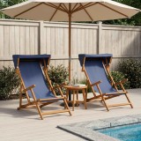 Scaun de plaja 2 pcs 3 Pozitie Lemn de eucalipt masiv albastru