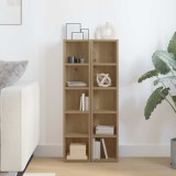 vidaXL Dulap CD Stejar Artizanal, 2 buc, 21x16x93.5cm, Lemn, Maro, Suport CD/DVD, Mobila Living