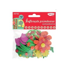 Forme Spuma Autoadeziva DACO, 12 Buc/Set, Infloreste Primavara, Dimensiuni Variabile, Multicolor, Accesorii Craft, Accesorii Creatie, Flori din Spuma, foto
