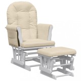 Cumpara ieftin Scaun glisant cu taburet, alb crem, material textil