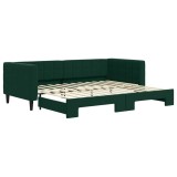 Cumpara ieftin Pat de zi cu extensie, verde inchis, 90x200 cm, catifea