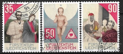 B1144 - Lichtenstein 1988 - Craciun 3 v. stampilat,serie completa foto