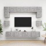 VidaXL Set de dulapuri TV, 8 piese, gri beton, lemn prelucrat