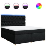 Cumpara ieftin Pat box spring cu saltea, negru, 180x200 cm, catifea