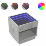 Cumpara ieftin Masuta de cafea cu LED infinity, gri beton, 50x50x50 cm