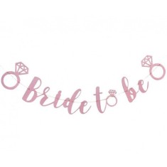 Ghirlanda de hartie Bride to Be, glitter roz auriu, 300 cm foto