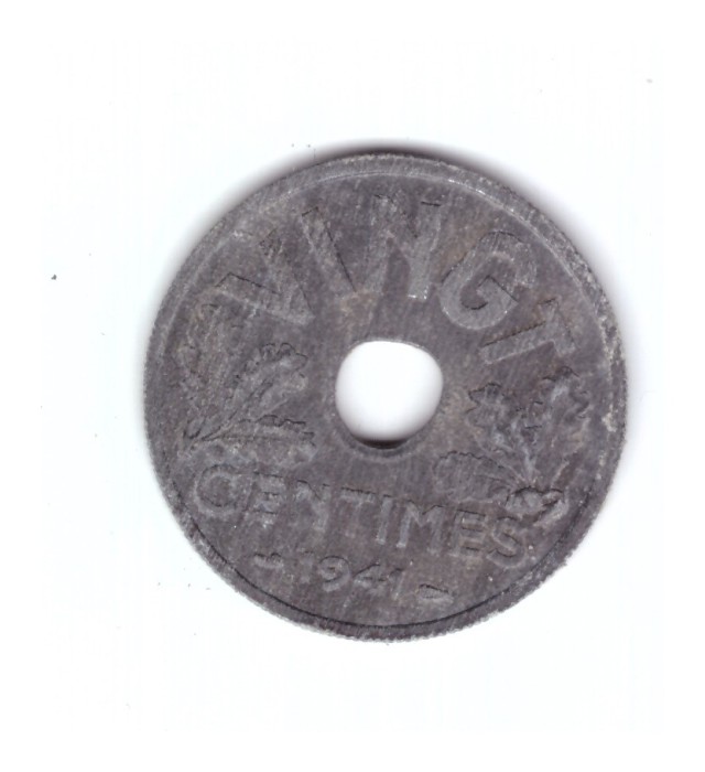 Moneda Franta 20 centimes 1941, stare buna, curata