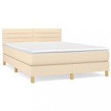 Cumpara ieftin Pat continental cu saltea, crem, 140x200 cm, material textil