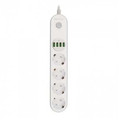 Prelungitor cu protectie Serioux, 4 prize schuko, input 100-240V, 50- foto