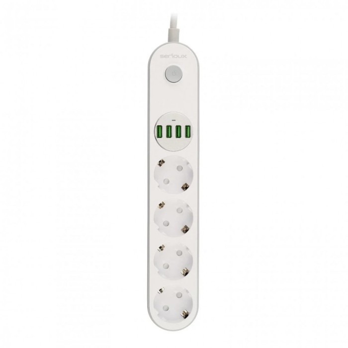 Prelungitor cu protectie Serioux, 4 prize schuko, input 100-240V, 50-