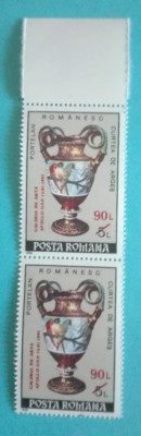 TIMBRE ROM&amp;Acirc;NIA LP1280/1992 Galeria APOLLO -supratipar - Serie &amp;icirc;n pereche MNH foto