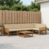 Cumpara ieftin Set de canapele de exterior 6 buc. 5-Locuri Natural si Bej