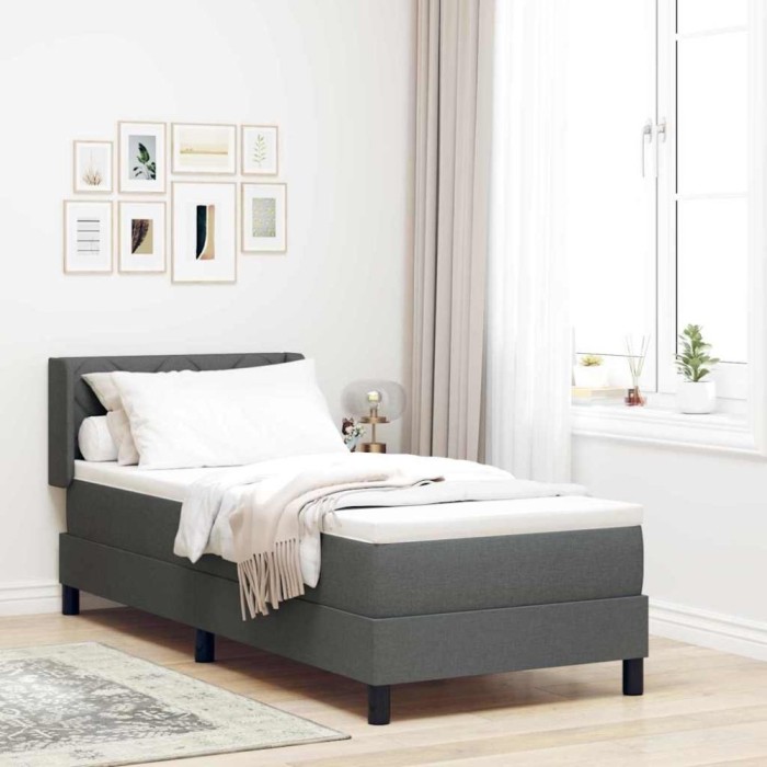 vidaXL Pat boxspring cu saltea cu saltea Gri &icirc;nchis 80 x 200 cm 3341133