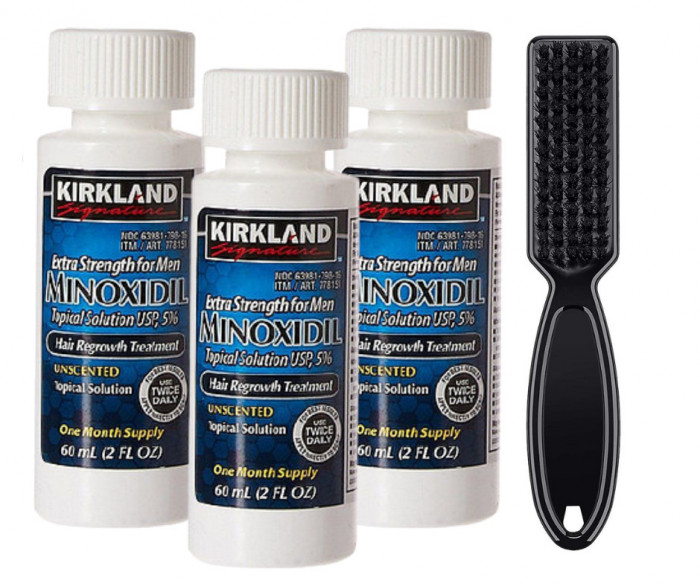 Minoxidil Kirkland 5%, 3 Luni Aplicare, Perie Curatare Impuritati, Tratament Pentru Barba / Scalp