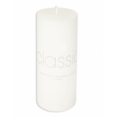 Lumanare decorativa, flippy, din parafina, cilindrica, fara fum si fara parfum, 7 x 15 cm, 500 g, ardere 72h, ivory alb foto