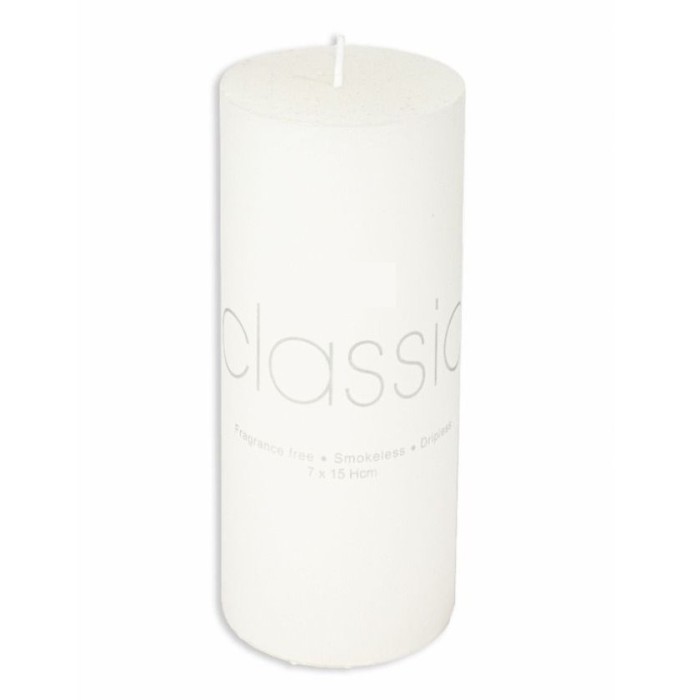 Lumanare decorativa, flippy, din parafina, cilindrica, fara fum si fara parfum, 7 x 15 cm, 500 g, ardere 72h, ivory alb