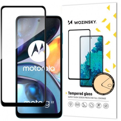 Folie de protectie Ecran WZK pentru Motorola Moto G22, Sticla Securizata, Full Glue, Neagra foto