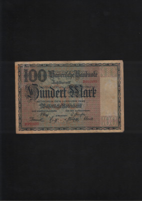 Rar! 100 marci mark Munchen Notenbank 1922 seria951493 foto